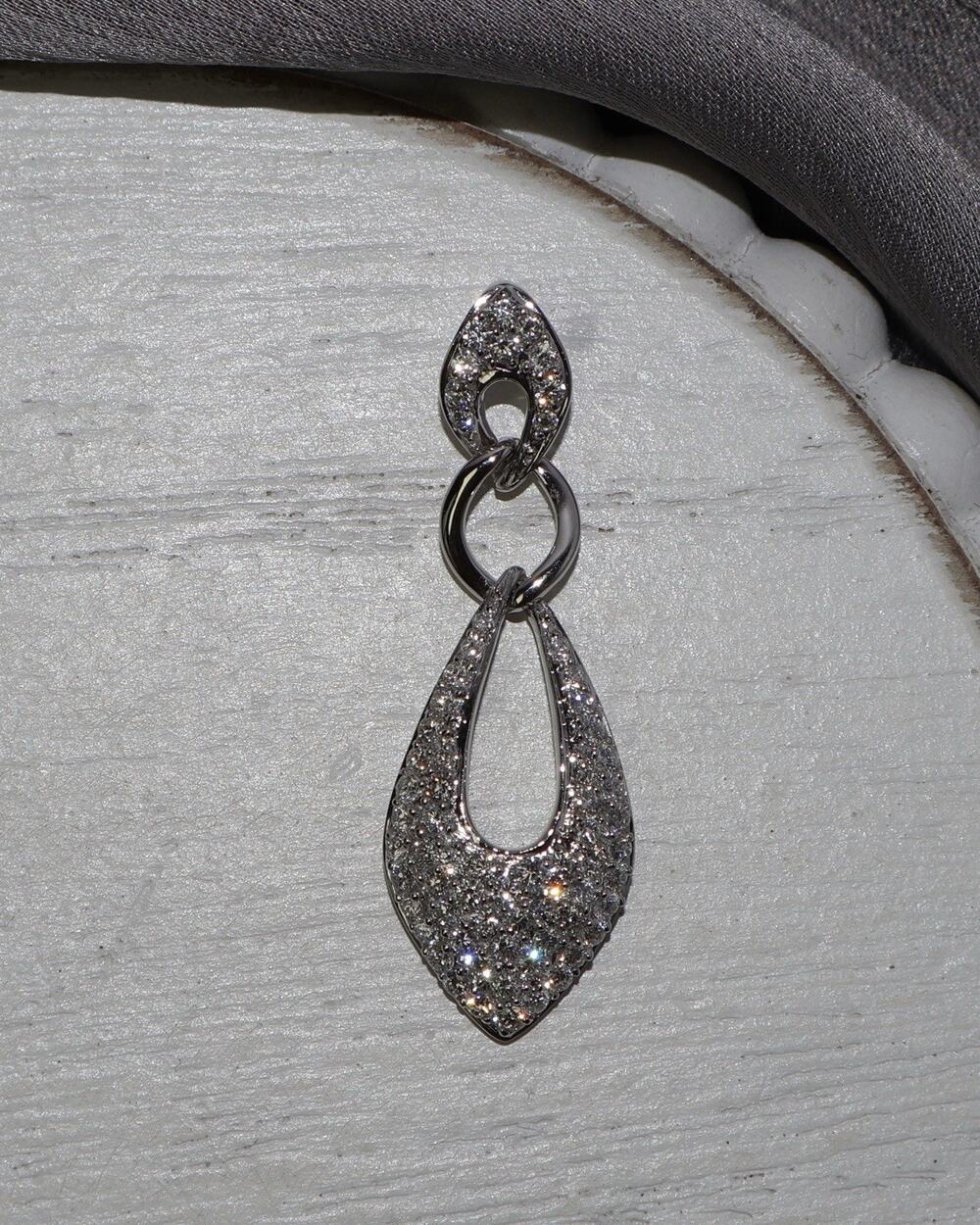 14k White Gold Diamond Pendant 3.45G / 1.4in / 0.46 tcw